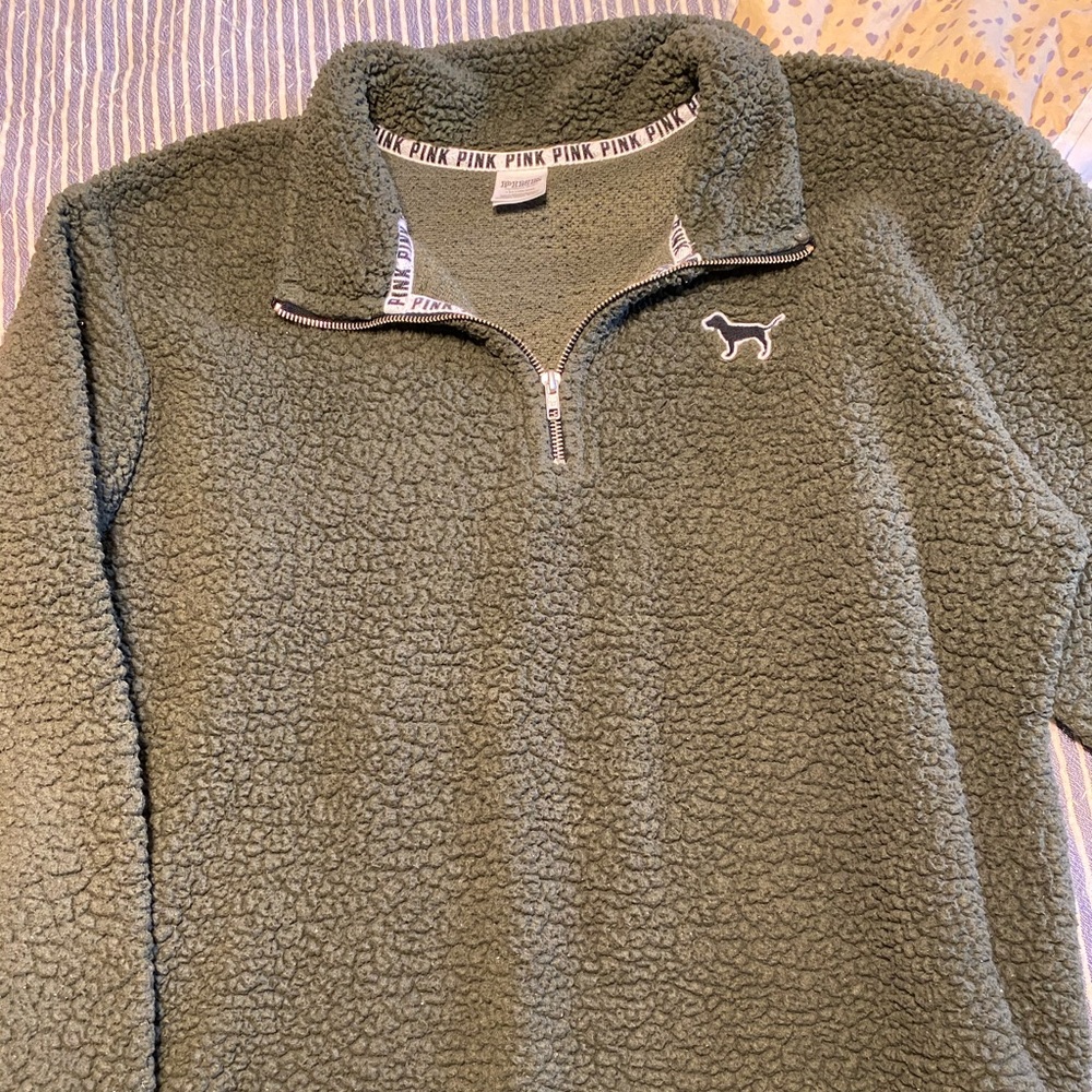 Pink Sherpa quarter zip